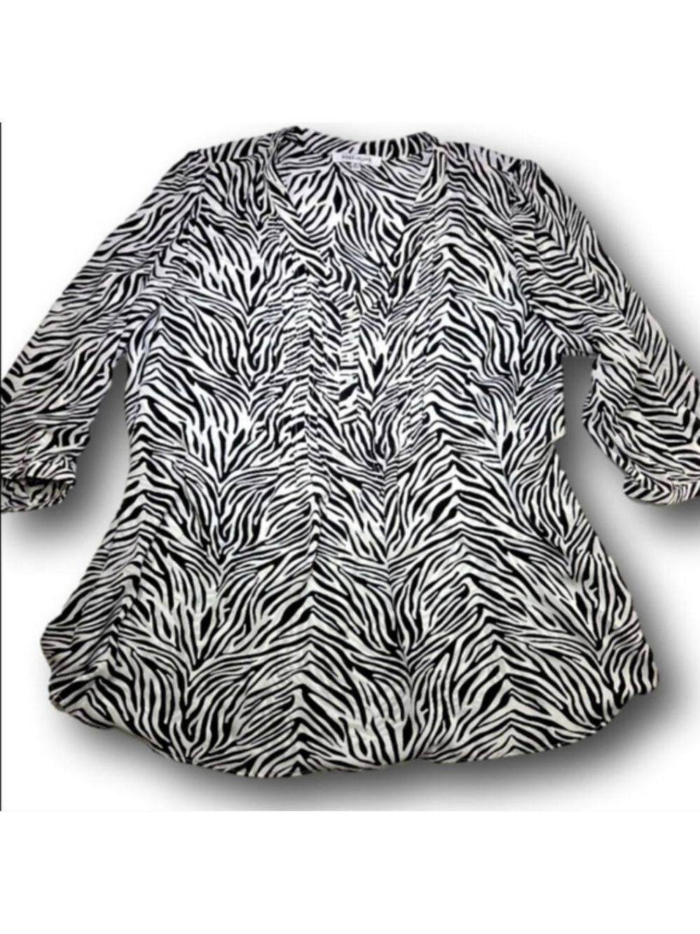 Women's ROSE + OLIVE Blouse 2X Black & White Zebra Print